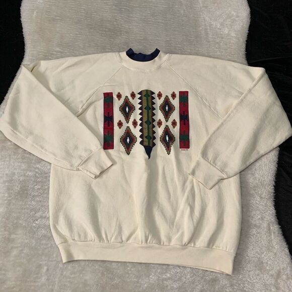 VTG Fruit Of The Loom Womens Grandma Aztec‎ Pullover Sweater Size XL Long Sleeve - Picture 1 of 7